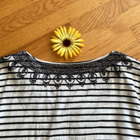 🌺 CALYPSO ST. BARTH; Luxury, Embroidered, Black/White Striped Beach Cover-Up L! - Picture 12 of 12